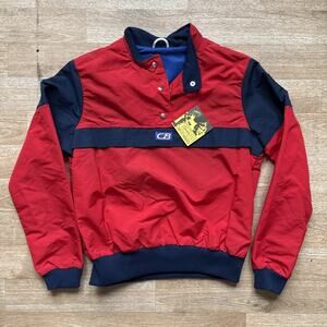 Deadstock Vintage 80s CB Sports Pull Over Light Jacket Red Blue Womens L 1984